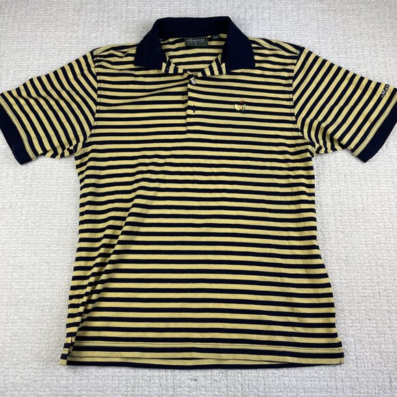 VINTAGE Masters Collection Golf Polo Shirt Mens M Yellow Striped Casual Adult - Picture 10 of 16